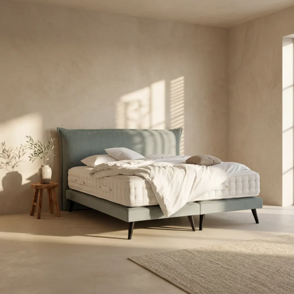 Boxspringbett Pillow im hellen Schlafzimmer